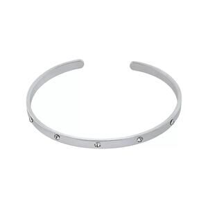 Crystal Hidden Message Cuff Bangle Bracelet In Silver Plated